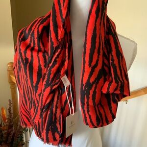 Red and Black Animal Print Scarf